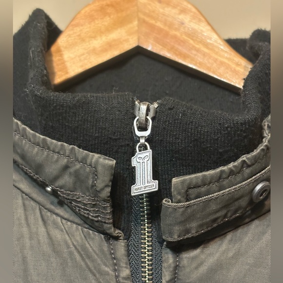 HARLEY-DAVIDSON Quilted Full Zip Cotton Blend Motorcycle Bomber Jacket - Picture 8 of 11